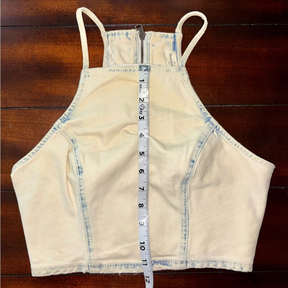 Abercrombie & Fitch Cream Denim Halter Top